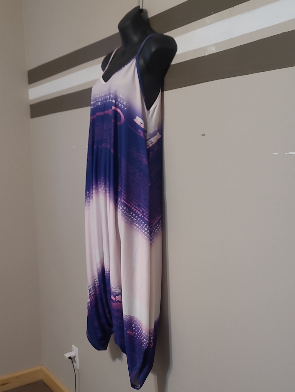 Lily by Firmiana Purple/White Ombre Harem Jumpsuit Boho Ovrszd Beachwear Sz Med - Picture 4 of 13